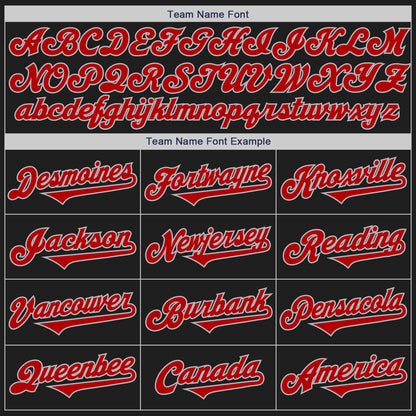 Custom Black Red-Gray Authentic Two Tone Baseball Jersey - Sky-Custom