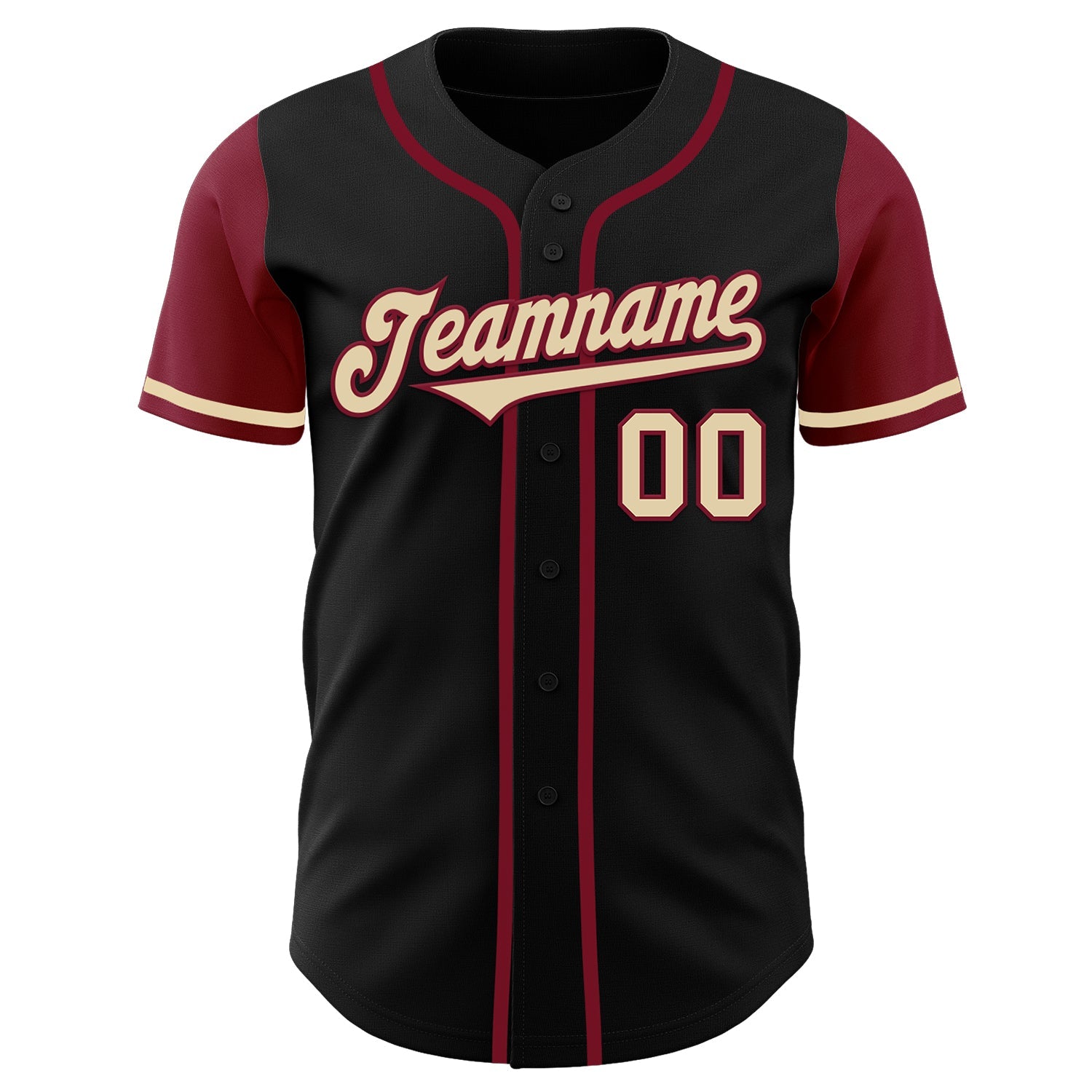 Custom Black Cream-Crimson Authentic Two Tone Baseball Jersey - Sky-Custom