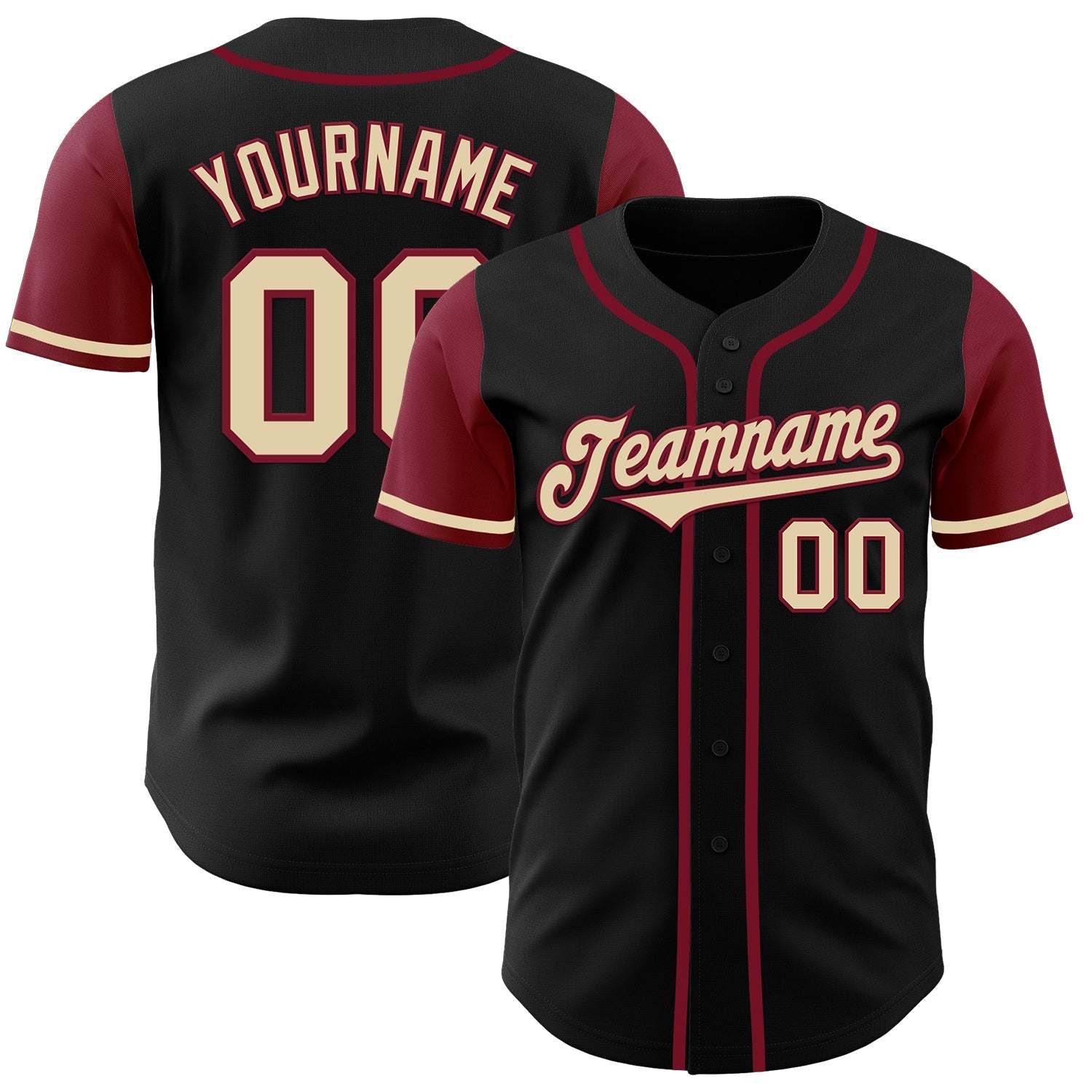 Custom Black Cream-Crimson Authentic Two Tone Baseball Jersey - Sky-Custom