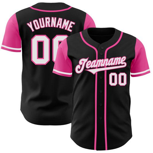 Custom Black White-Pink Authentic Two Tone Baseball Jersey - Sky-Custom