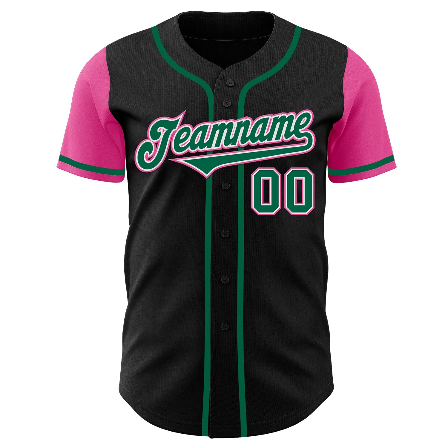 Custom Black Kelly Green-Pink Authentic Two Tone Baseball Jersey - Sky-Custom