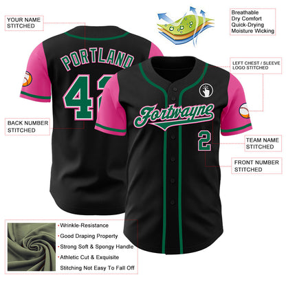 Custom Black Kelly Green-Pink Authentic Two Tone Baseball Jersey - Sky-Custom