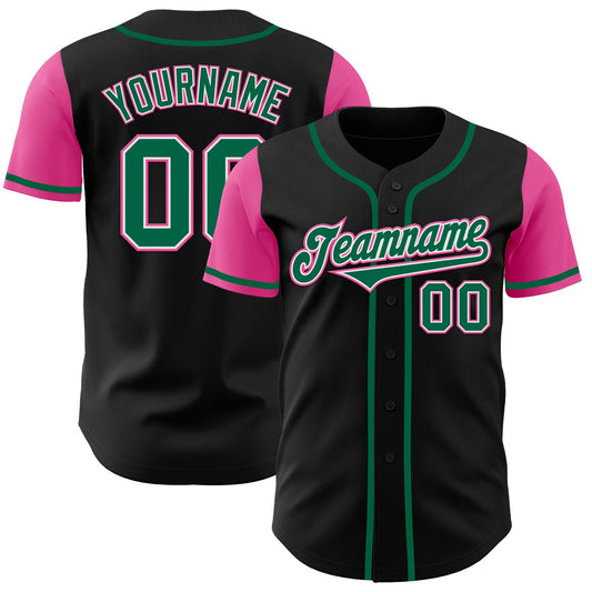 Custom Black Kelly Green-Pink Authentic Two Tone Baseball Jersey - Sky-Custom