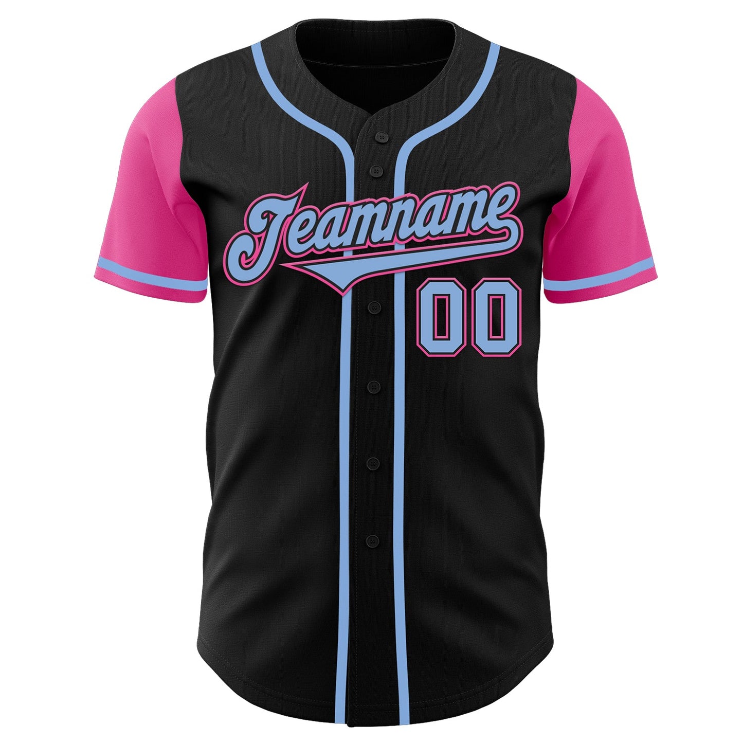 Custom Black Light Blue-Pink Authentic Two Tone Baseball Jersey - Sky-Custom