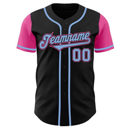 Custom Black Light Blue-Pink Authentic Two Tone Baseball Jersey - Sky-Custom