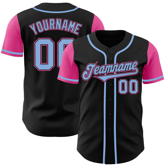 Custom Black Light Blue-Pink Authentic Two Tone Baseball Jersey - Sky-Custom