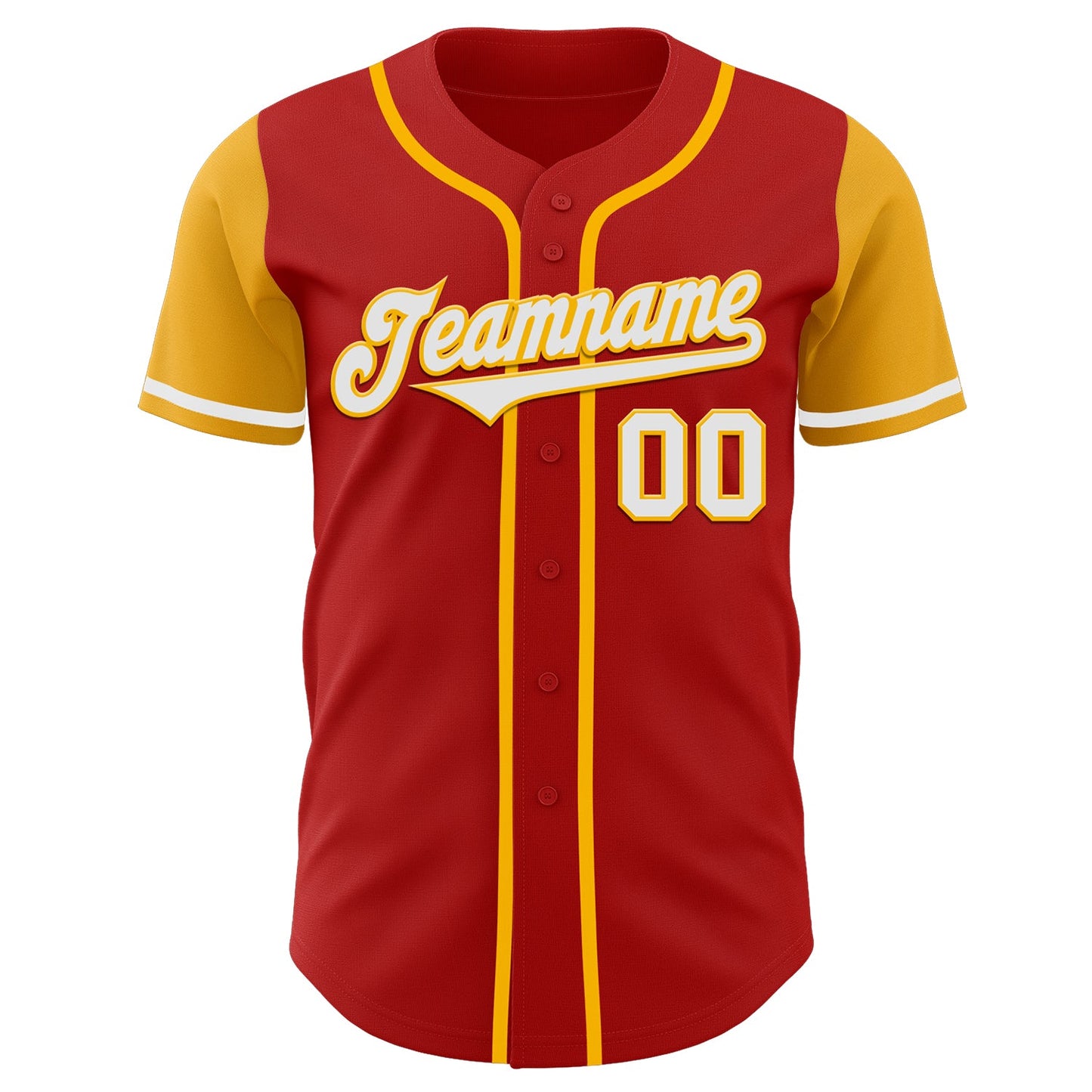 Custom Red White-Gold Authentic Two Tone Baseball Jersey - Sky-Custom