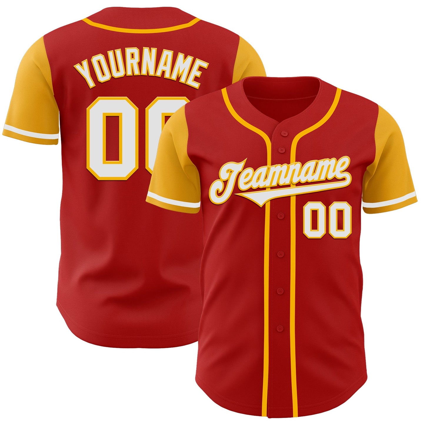 Custom Red White-Gold Authentic Two Tone Baseball Jersey - Sky-Custom