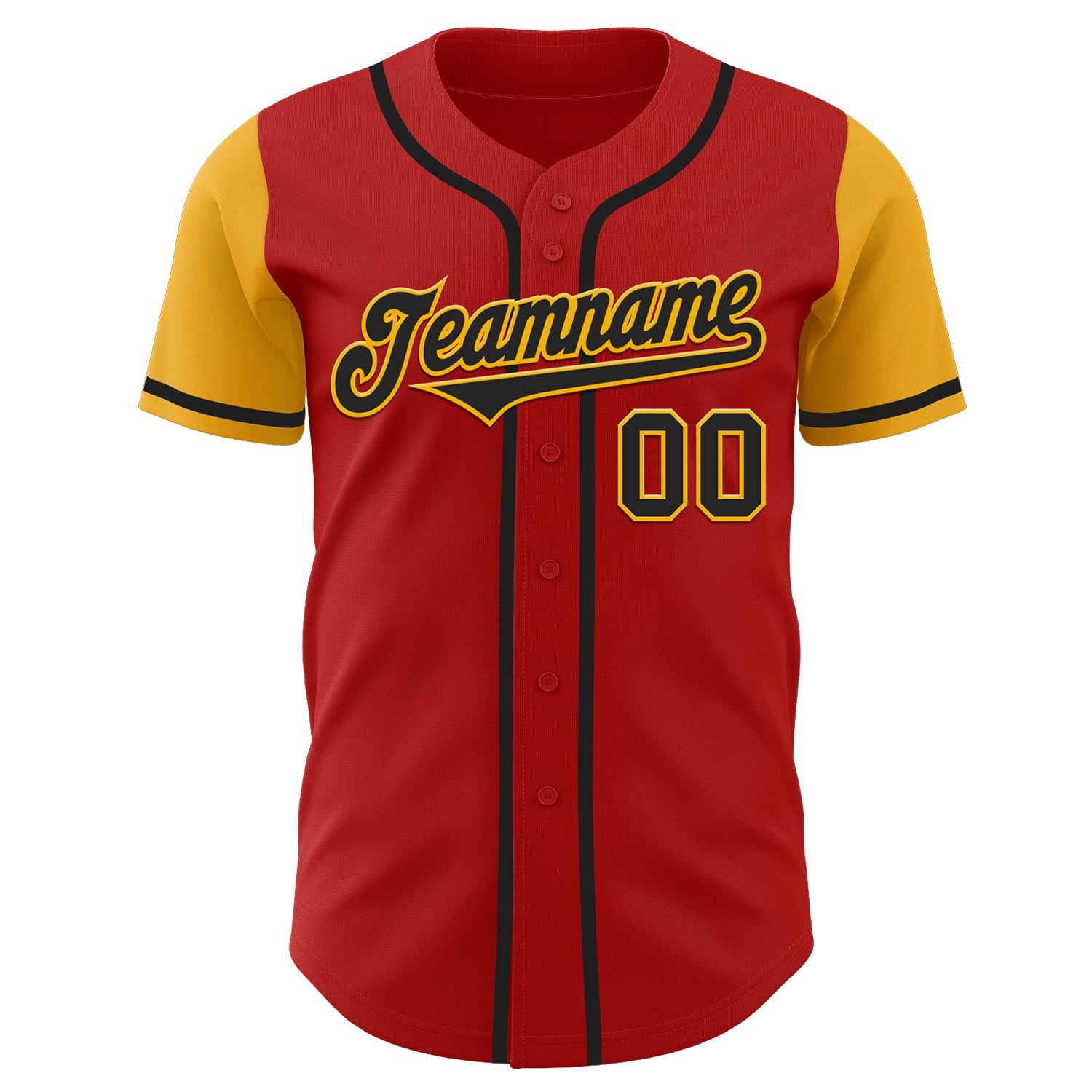 Custom Red Black-Gold Authentic Two Tone Baseball Jersey - Sky-Custom