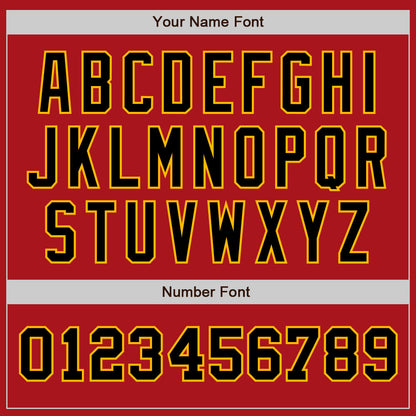 Custom Red Black-Gold Authentic Two Tone Baseball Jersey - Sky-Custom