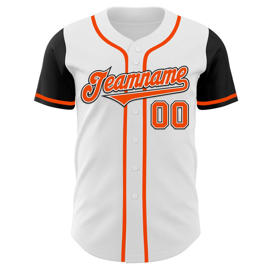 Custom White Orange-Black Authentic Two Tone Baseball Jersey - Sky-Custom