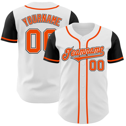 Custom White Orange-Black Authentic Two Tone Baseball Jersey - Sky-Custom