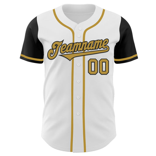 Custom White Old Gold-Black Authentic Two Tone Baseball Jersey - Sky-Custom