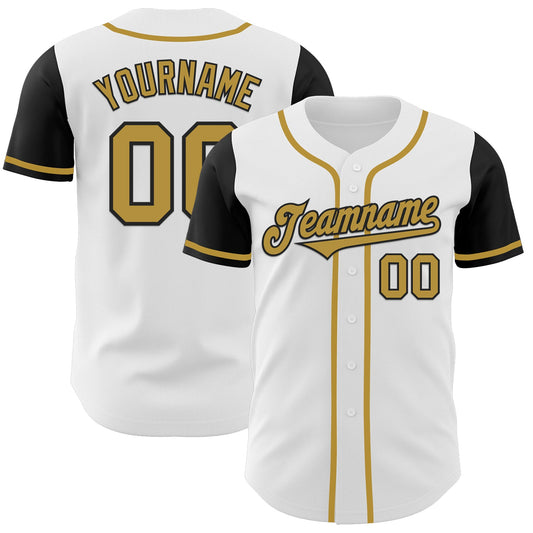 Custom White Old Gold-Black Authentic Two Tone Baseball Jersey - Sky-Custom