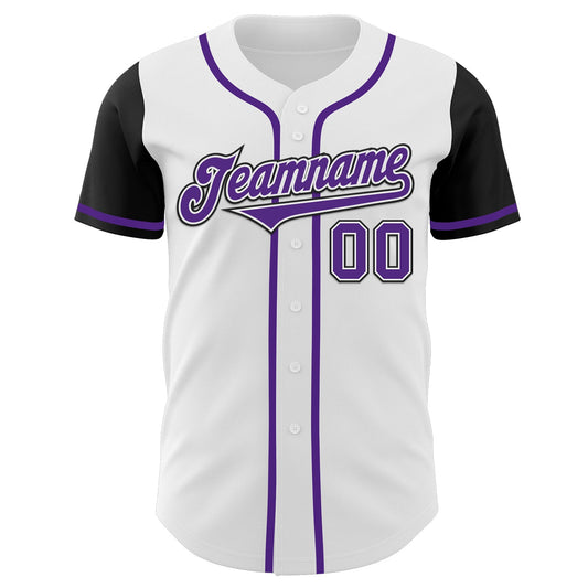 Custom White Purple-Black Authentic Two Tone Baseball Jersey - Sky-Custom