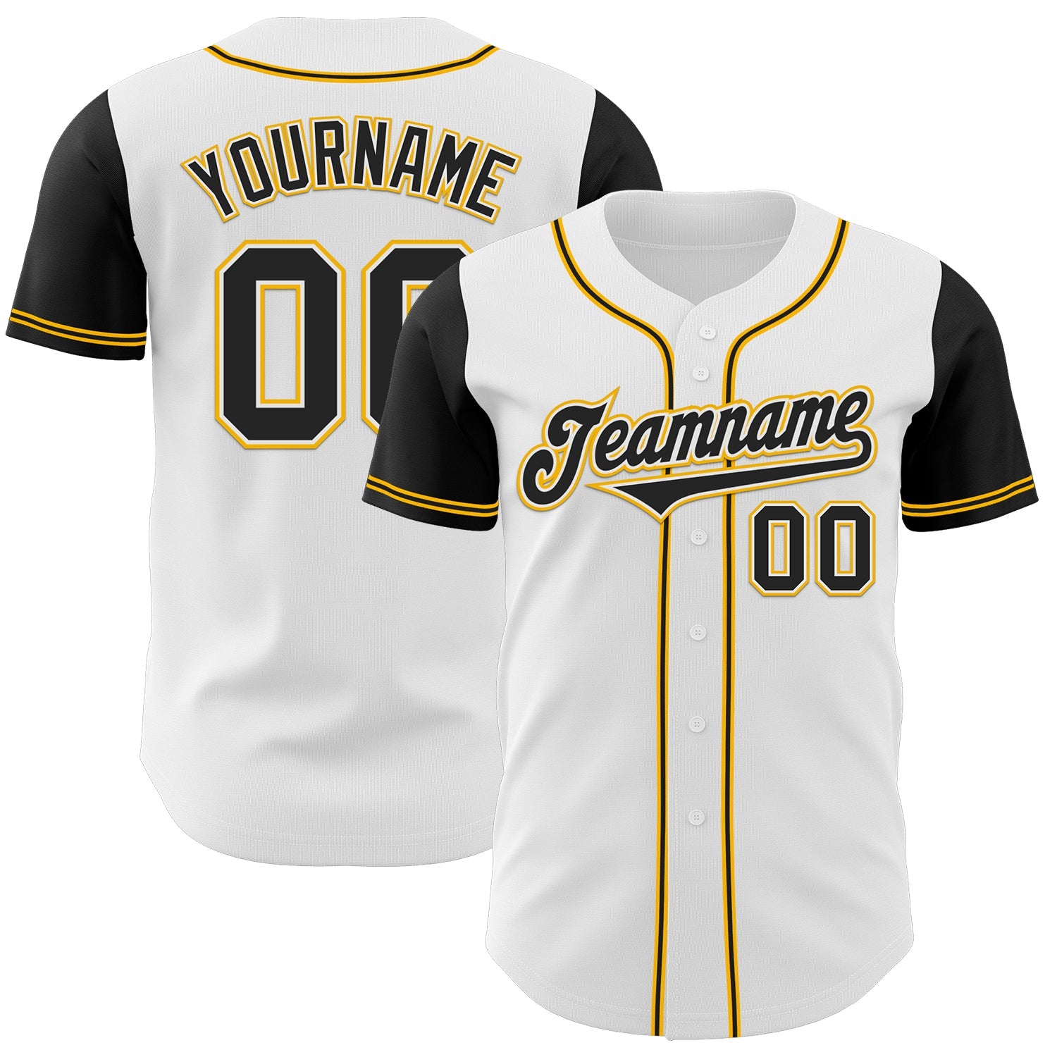 Custom White Black-Gold Authentic Two Tone Baseball Jersey - Sky-Custom