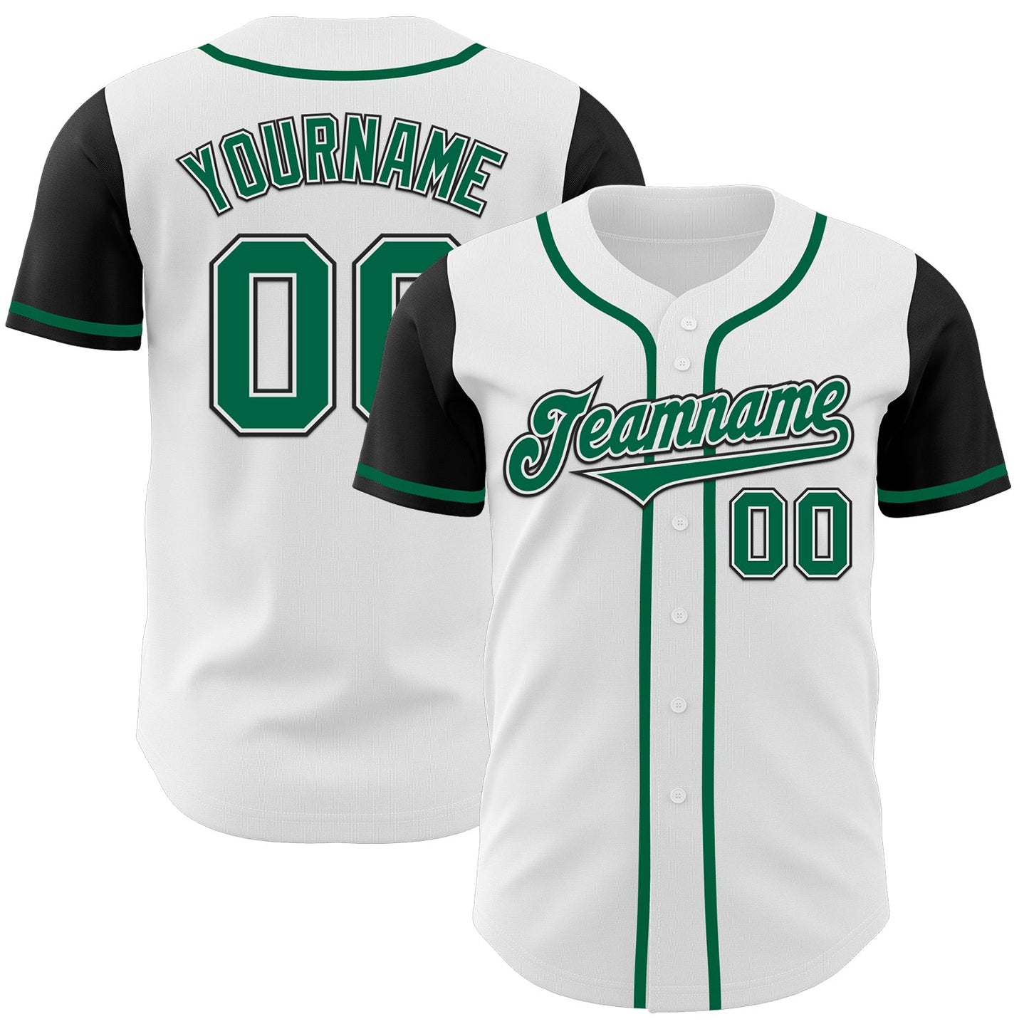 Custom White Kelly Green-Black Authentic Two Tone Baseball Jersey - Sky-Custom