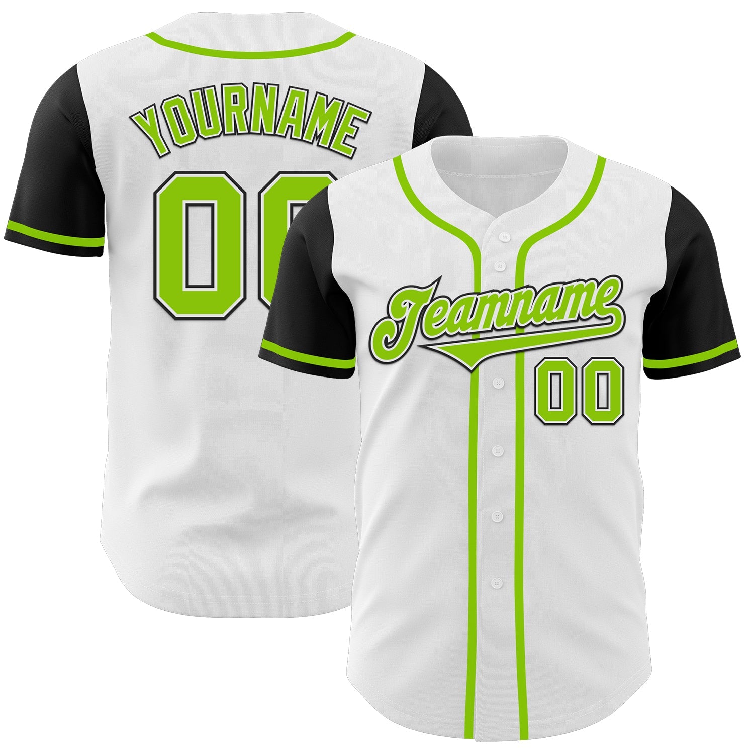 Custom White Neon Green-Black Authentic Two Tone Baseball Jersey - Sky-Custom