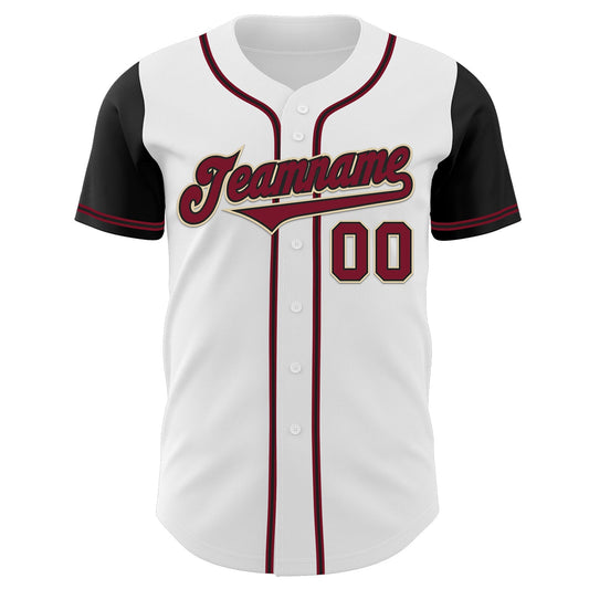 Custom White Crimson-Black Authentic Two Tone Baseball Jersey - Sky-Custom