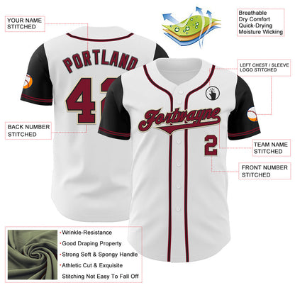 Custom White Crimson-Black Authentic Two Tone Baseball Jersey - Sky-Custom
