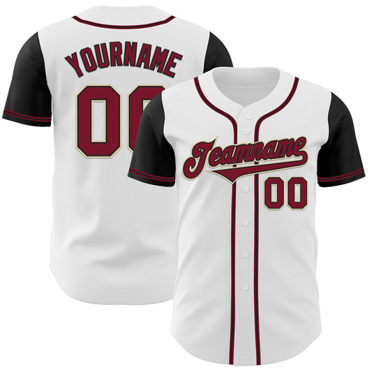 Custom White Crimson-Black Authentic Two Tone Baseball Jersey - Sky-Custom