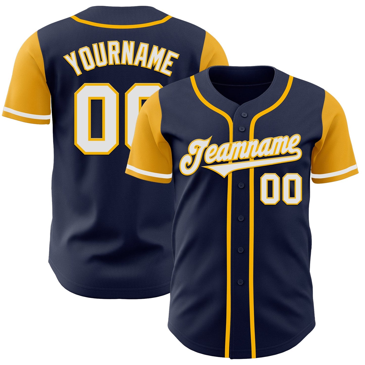 Custom Navy White-Gold Authentic Two Tone Baseball Jersey - Sky-Custom