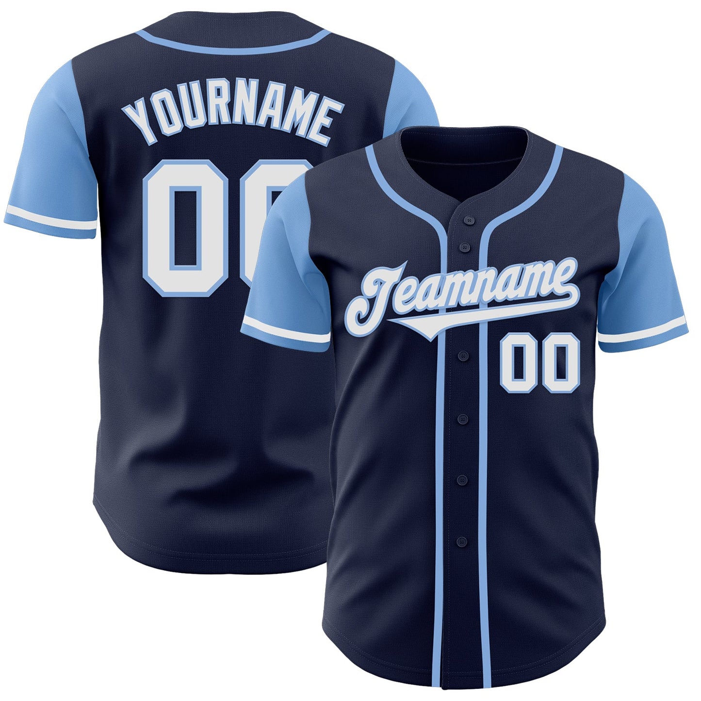 Custom Navy White-Light Blue Authentic Two Tone Baseball Jersey - Sky-Custom