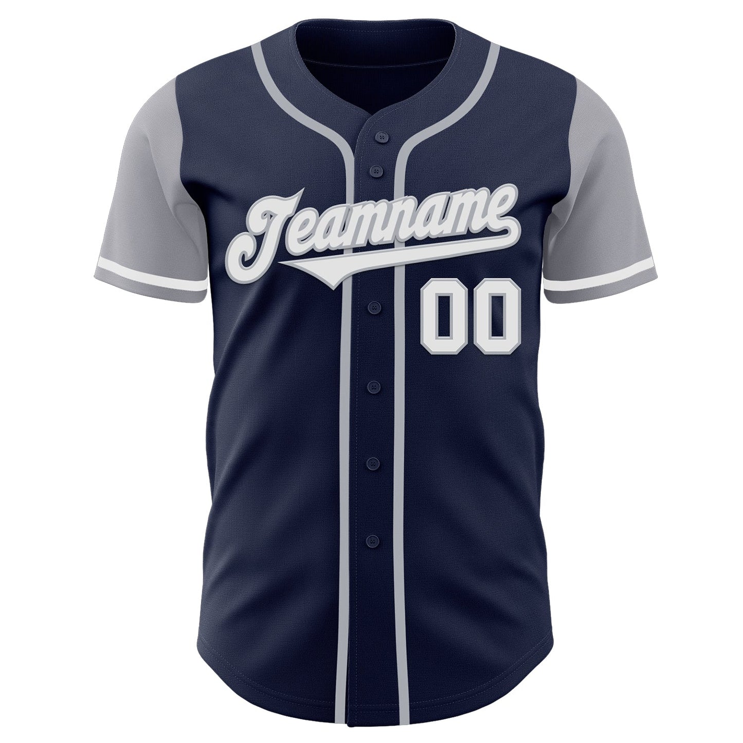 Custom Navy White-Gray Authentic Two Tone Baseball Jersey - Sky-Custom