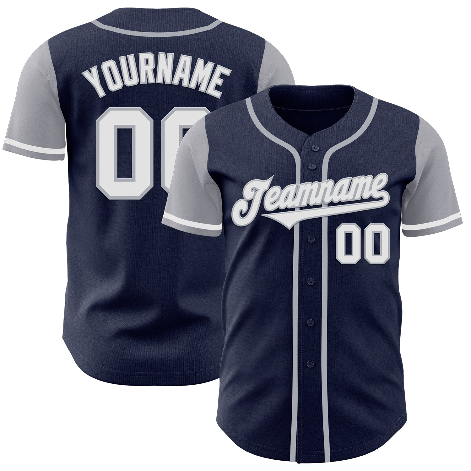 Custom Navy White-Gray Authentic Two Tone Baseball Jersey - Sky-Custom