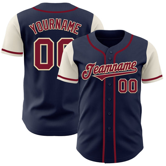 Custom Navy Crimson-Cream Authentic Two Tone Baseball Jersey - Sky-Custom