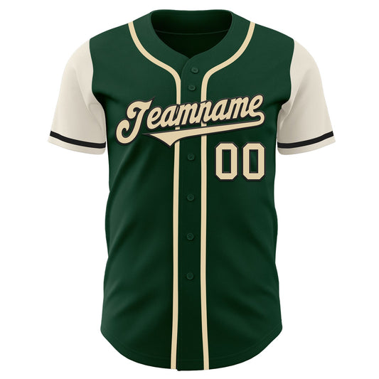 Custom Green Cream-Black Authentic Two Tone Baseball Jersey - Sky-Custom
