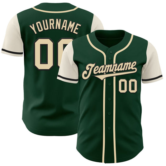 Custom Green Cream-Black Authentic Two Tone Baseball Jersey - Sky-Custom