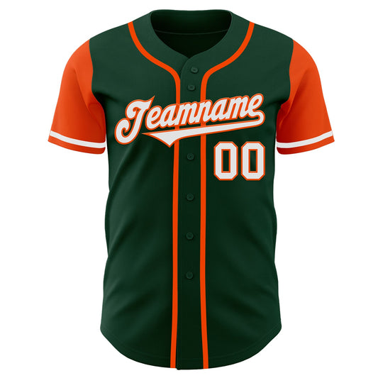 Custom Green White-Orange Authentic Two Tone Baseball Jersey - Sky-Custom