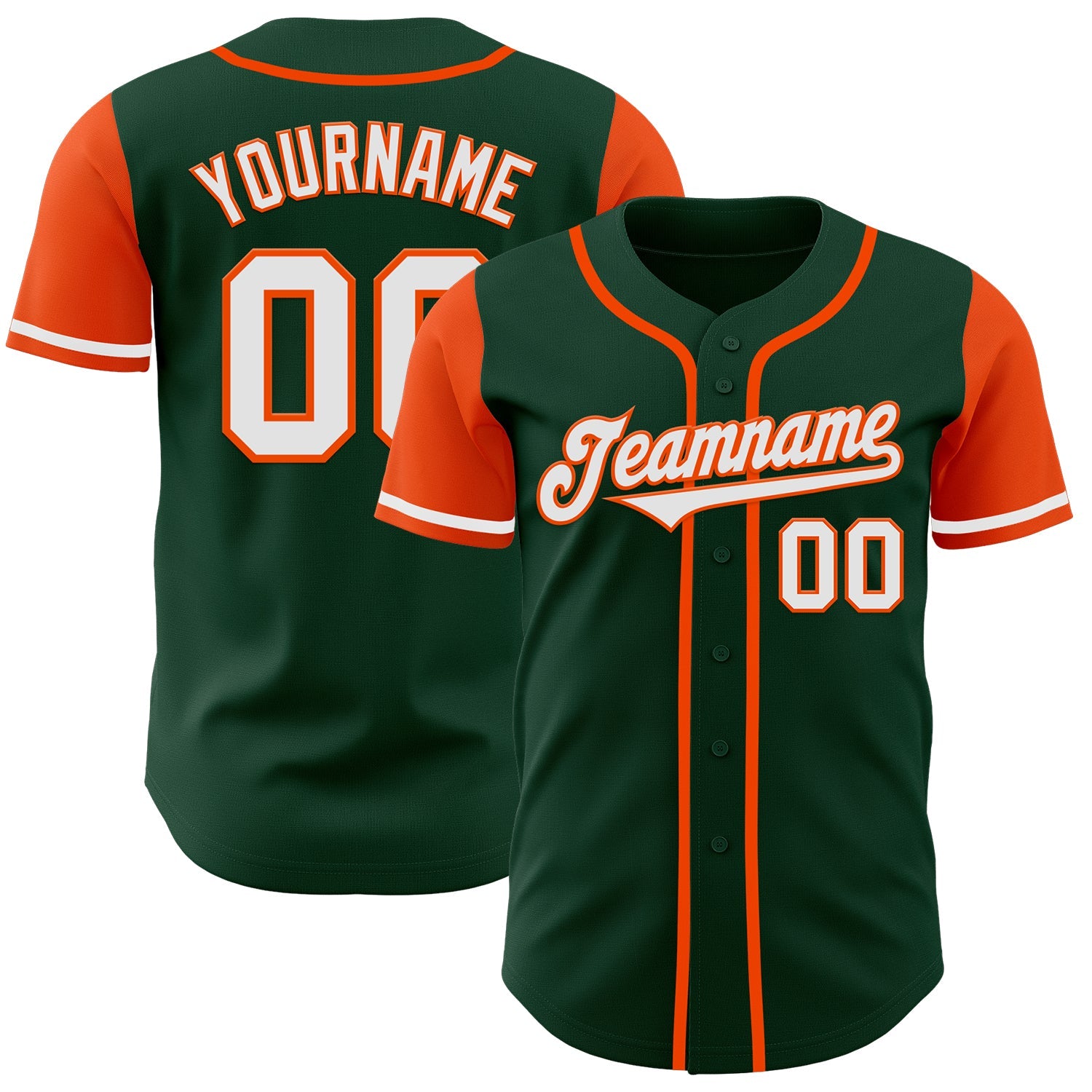 Custom Green White-Orange Authentic Two Tone Baseball Jersey - Sky-Custom