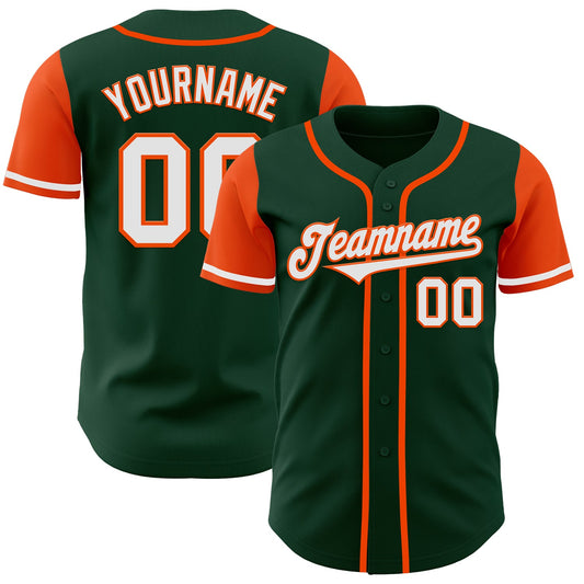 Custom Green White-Orange Authentic Two Tone Baseball Jersey - Sky-Custom
