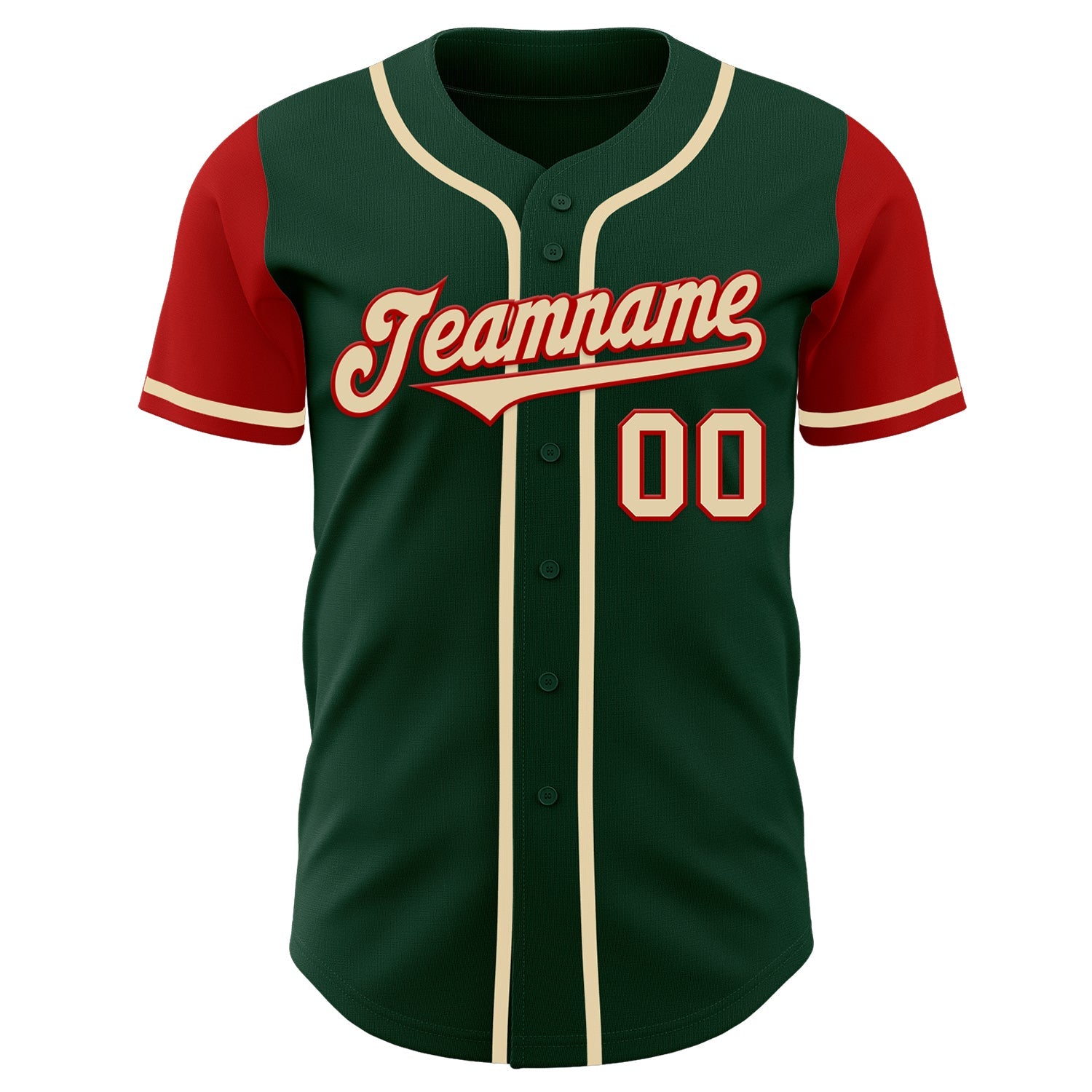 Custom Green Cream-Red Authentic Two Tone Baseball Jersey - Sky-Custom