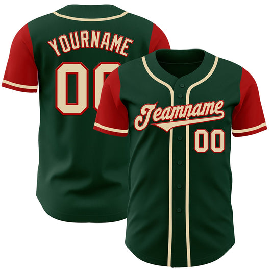Custom Green Cream-Red Authentic Two Tone Baseball Jersey - Sky-Custom