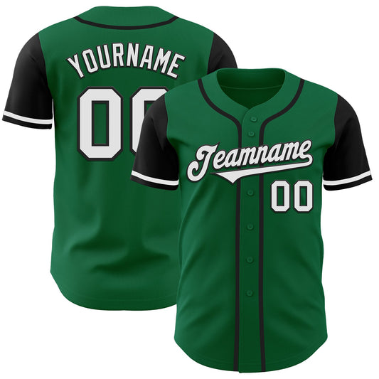 Custom Kelly Green White-Black Authentic Two Tone Baseball Jersey - Sky-Custom