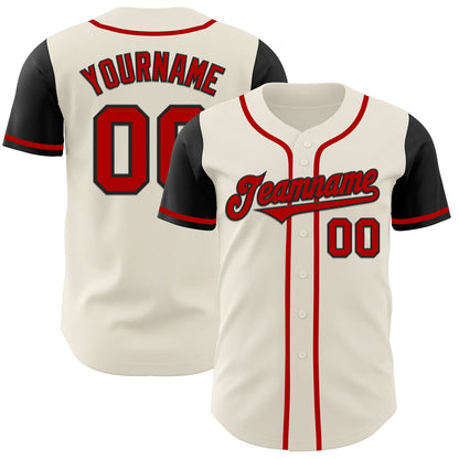 Custom Cream Red-Black Authentic Two Tone Baseball Jersey - Sky-Custom