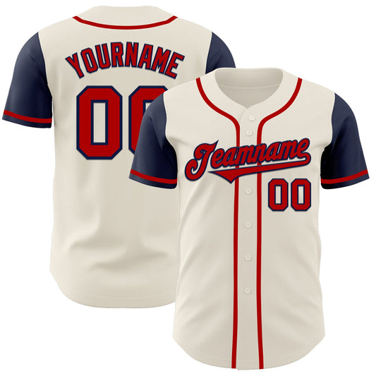 Custom Cream Red-Navy Authentic Two Tone Baseball Jersey - Sky-Custom