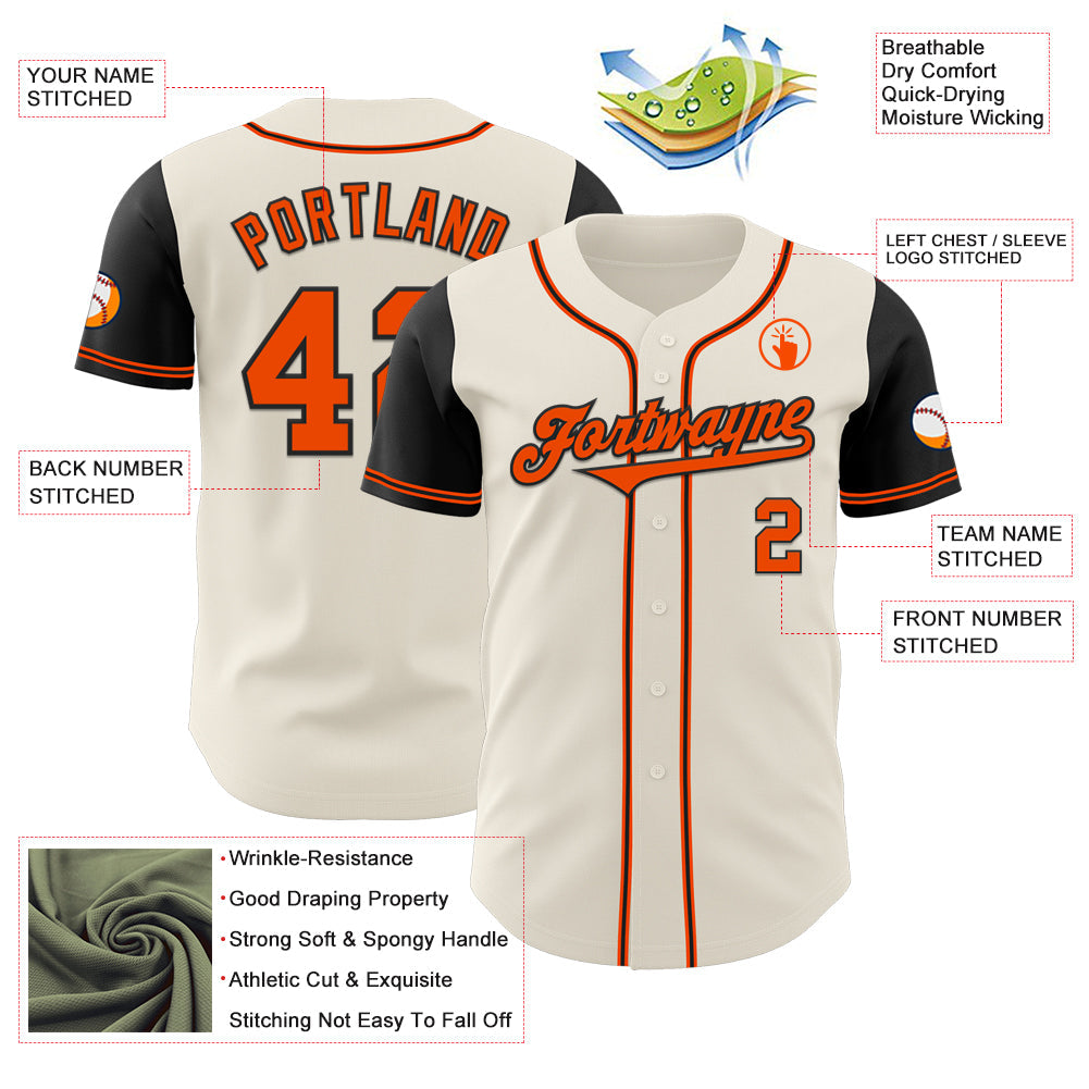 Custom Cream Orange-Black Authentic Two Tone Baseball Jersey - Sky-Custom