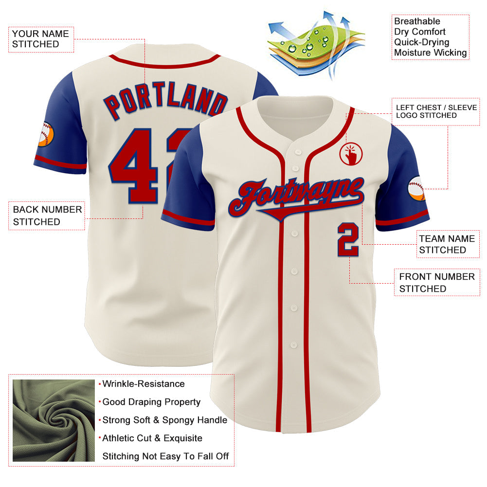 Custom Cream Red-Royal Authentic Two Tone Baseball Jersey - Sky-Custom