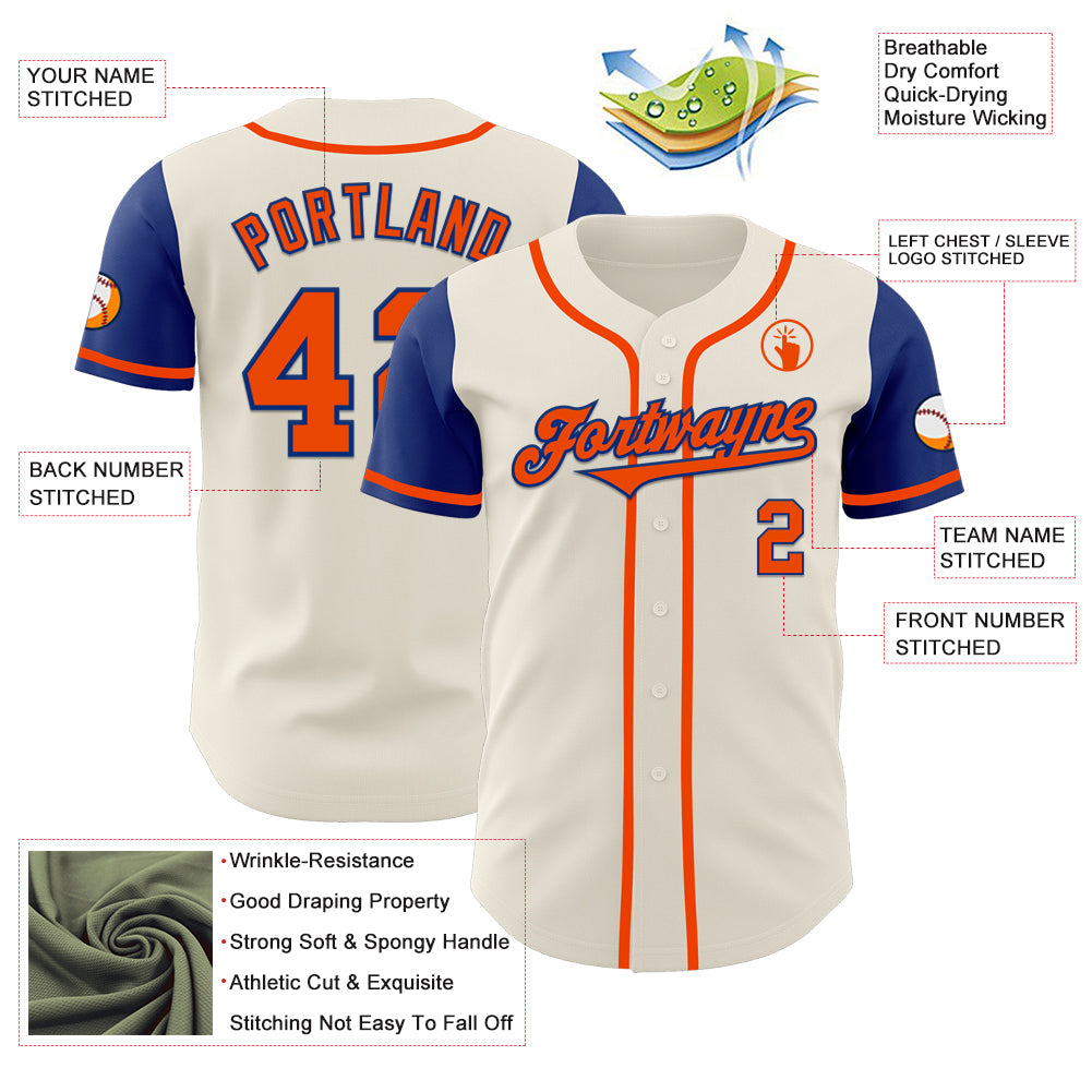 Custom Cream Orange-Royal Authentic Two Tone Baseball Jersey - Sky-Custom