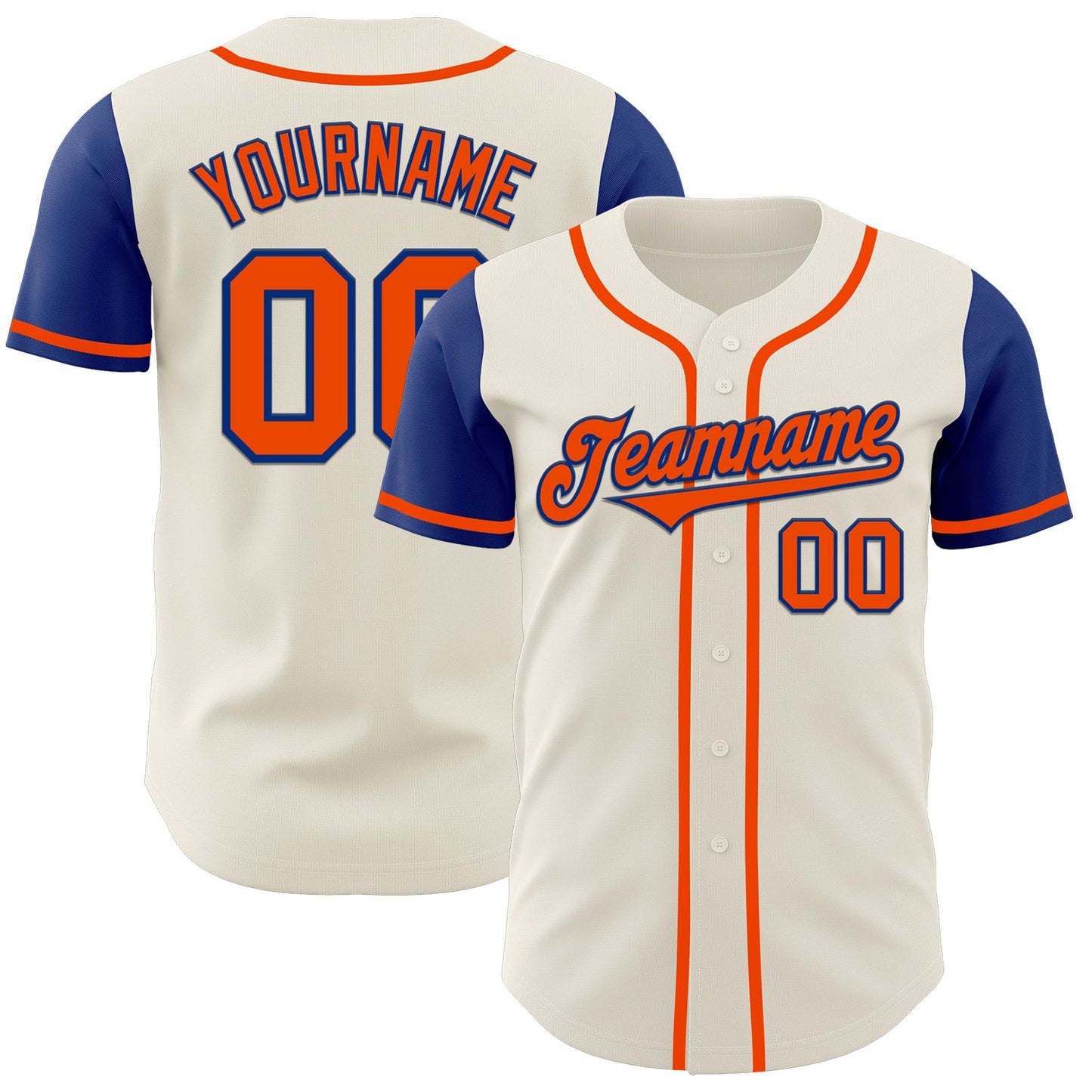 Custom Cream Orange-Royal Authentic Two Tone Baseball Jersey - Sky-Custom