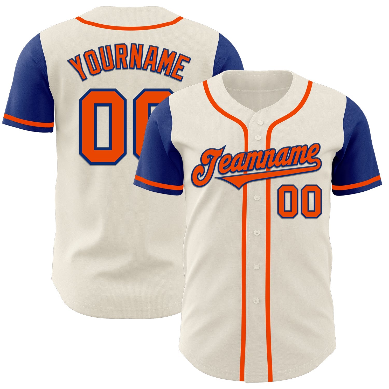 Custom Cream Orange-Royal Authentic Two Tone Baseball Jersey - Sky-Custom