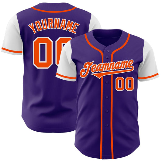 Custom Purple Orange-White Authentic Two Tone Baseball Jersey - Sky-Custom