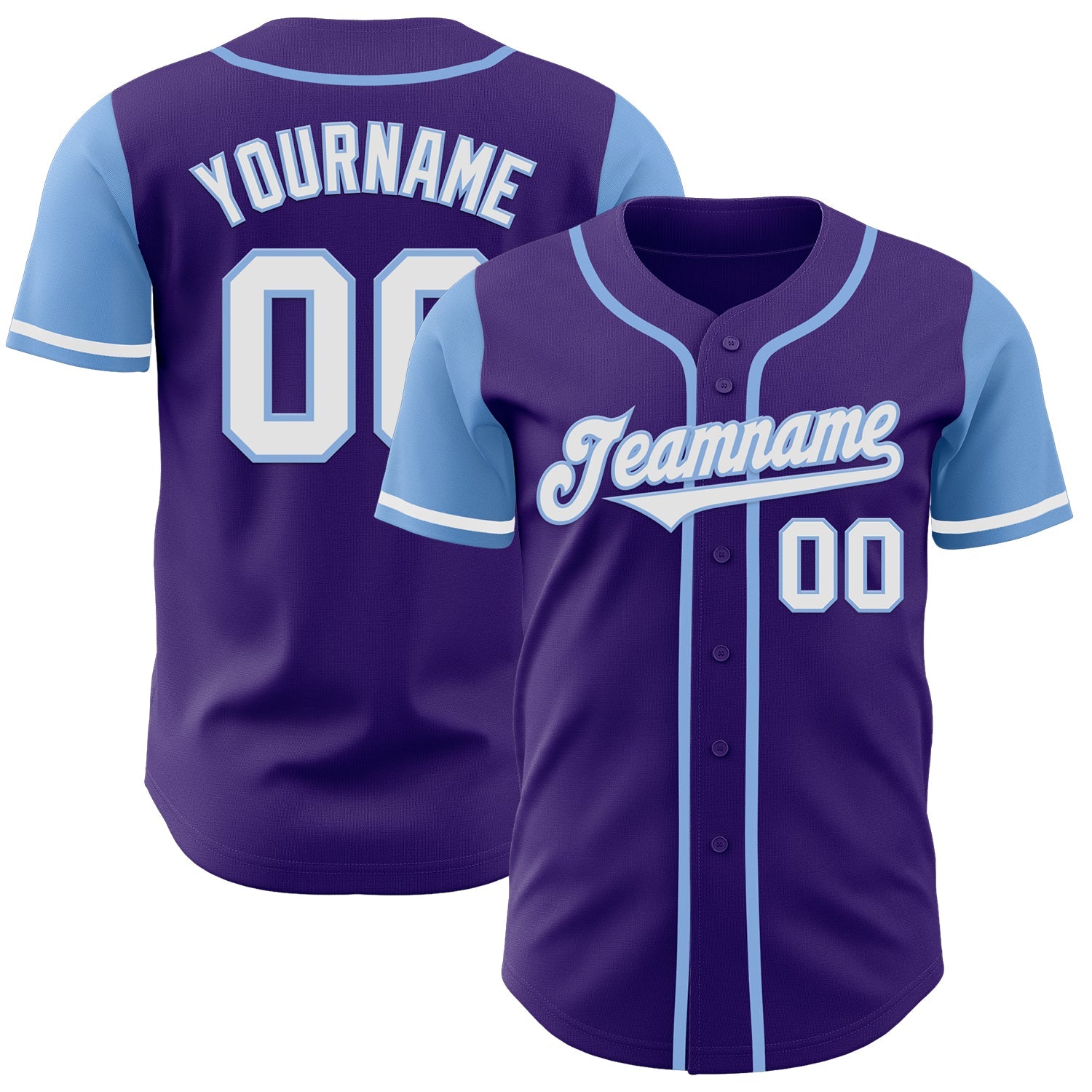 Custom Purple White-Light Blue Authentic Two Tone Baseball Jersey - Sky-Custom