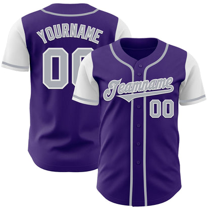 Custom Purple Gray-White Authentic Two Tone Baseball Jersey - Sky-Custom
