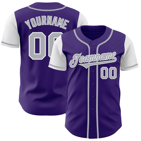 Custom Purple Gray-White Authentic Two Tone Baseball Jersey - Sky-Custom