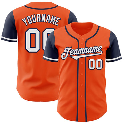 Custom Orange White-Navy Authentic Two Tone Baseball Jersey - Sky-Custom